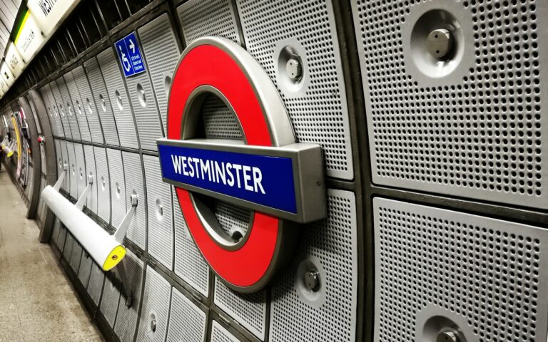 Westminster tube station sign