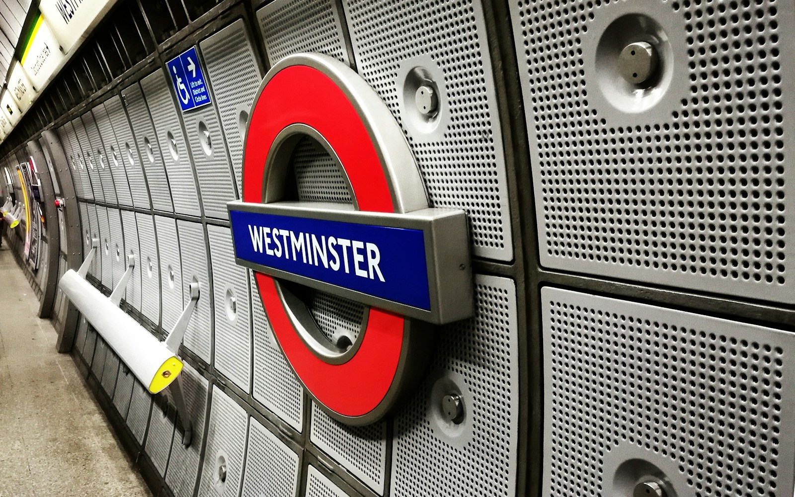 Westminster tube station sign