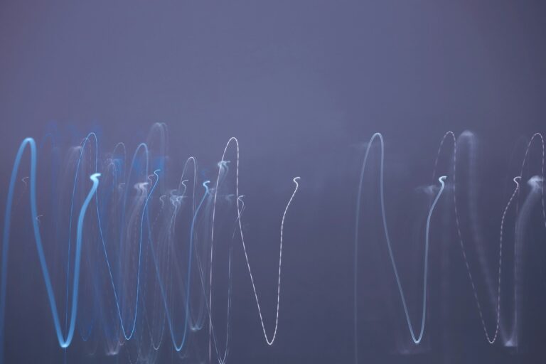 a group of blue lights that are next to each other