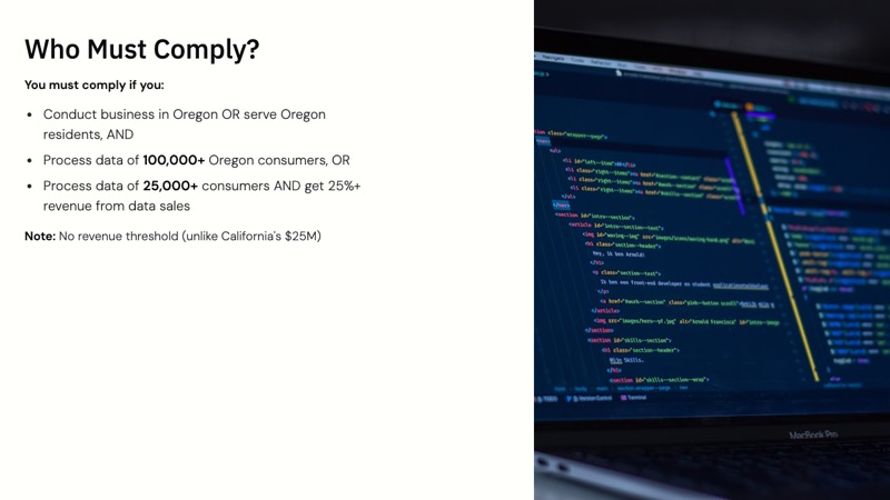 Oregon Consumer Privacy Act course slide 2