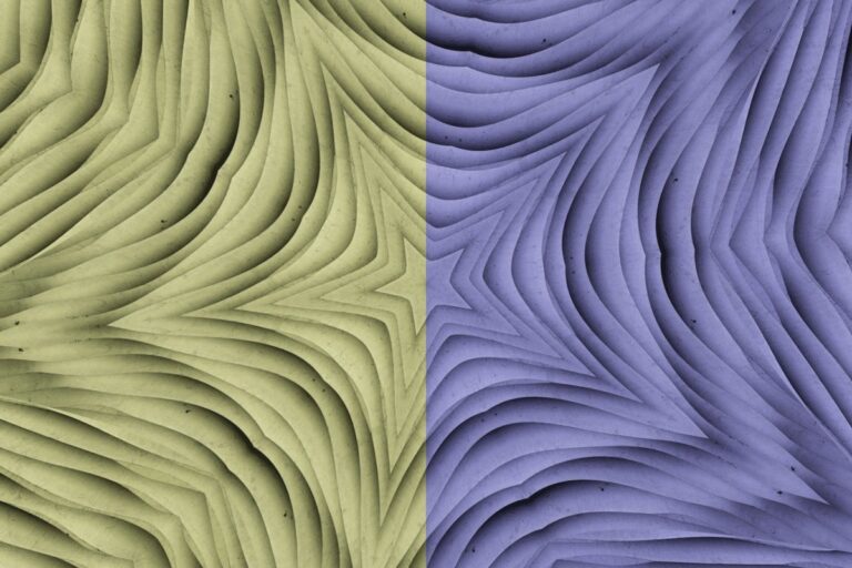 Abstract close up of two overlapping materials in different colours